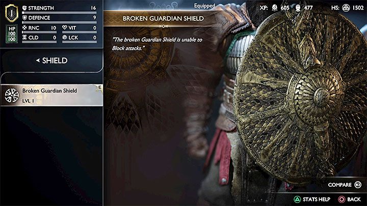 Od tego momentu w inwentarzu będzie widniała uszkodzona tarcza - God of War Ragnarok: Jak naprawić zniszczoną tarczę Strażnik (Guardian)? - God of War Ragnarok - poradnik do gry