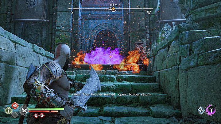 2) Musicie użyć Ostrzy Chaosu do podpalenia pieczęci - wykonajcie na niej atak dystansowy (trzeba znajdować się w zasięgu działania ostrzy) - God of War Ragnarok: Jak niszczyć czerwone pnącza (Red Heavy Vines)? - God of War Ragnarok - poradnik do gry