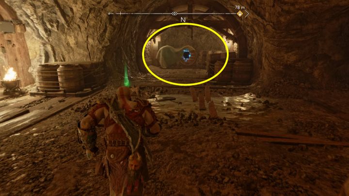 Znajdźka będzie za pomieszczeniem z kołami wodnymi, w korytarzach prowadzących do wyjścia z tunelów - God of War Ragnarok: Tunele Myrkr (Myrkr Tunnels), Svartalfheim - serkrety, znajdźki - God of War Ragnarok - poradnik do gry