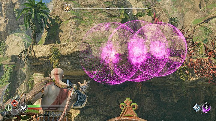 Trzeba podpalić pnącza, ale są one poza zasięgiem broni Kratosa - God of War Ragnarok: Tajemnicza kula (The Mysterious Orb) - solucja, opis przejścia - God of War Ragnarok - poradnik do gry