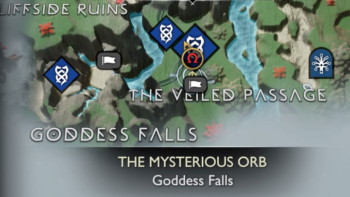 Szukajcie okazji żeby skręcić w lewo (na wschód), dzięki czemu dotrzecie do regionu Zasnute przejście (The Veiled Passage) - God of War Ragnarok: Tajemnicza kula (The Mysterious Orb) - solucja, opis przejścia - God of War Ragnarok - poradnik do gry