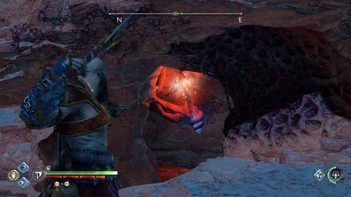 Ustawcie się pod odpowiednim kątem stojąc na wyższym terenie naprzeciwko monumentu Frejra i usuńcie 3 czerwone połączenia - God of War Ragnarok: Dar Frejra (Freyrs Gift) - solucja, opis przejścia - God of War Ragnarok - poradnik do gry