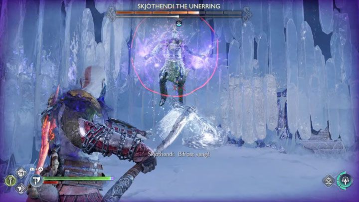 Czerwonymi atakami bossa są - God of War Ragnarok: Jak pokonać berserka Skjothendi Nieomylna (Skjothendi the Unerring)? - God of War Ragnarok - poradnik do gry