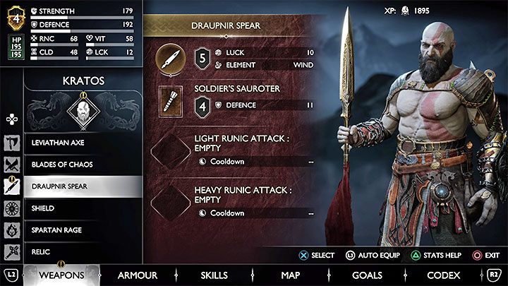 Włócznia pojawi się w zakładce broni w menu wyposażenia głównego bohatera - God of War Ragnarok: Jak odblokować włócznię Draupnir (Draupnir Spear)? - God of War Ragnarok - poradnik do gry