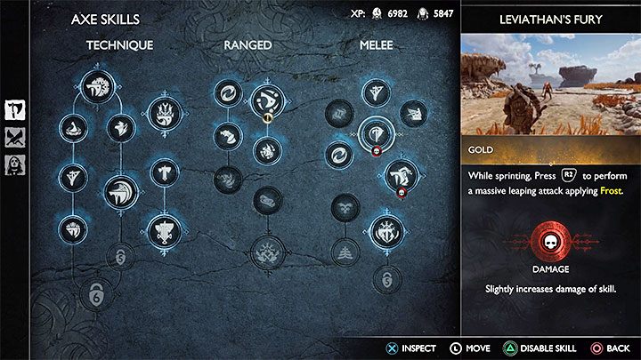 Poniższe zestawienie zawiera rekomendowane umiejętności dla topora Lewiatan i są wśród niż także te, które są dostępne od samego początku gry i które nie wymagają zakupienia za XP Kratosa - God of War Ragnarok: Najlepsze umiejętności Kratosa - God of War Ragnarok - poradnik do gry