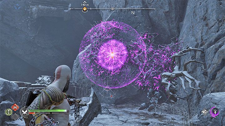 Niedługo po rozpoczęciu przeprawy musicie podpalić jeżyny - poproście Freję o utworzenie na nich pieczęci i podpalcie ją Ostrzami Chaosu (obrazek) - God of War Ragnarok: Przeznaczenie (The Word of Fate) - solucja, opis przejścia - God of War Ragnarok - poradnik do gry