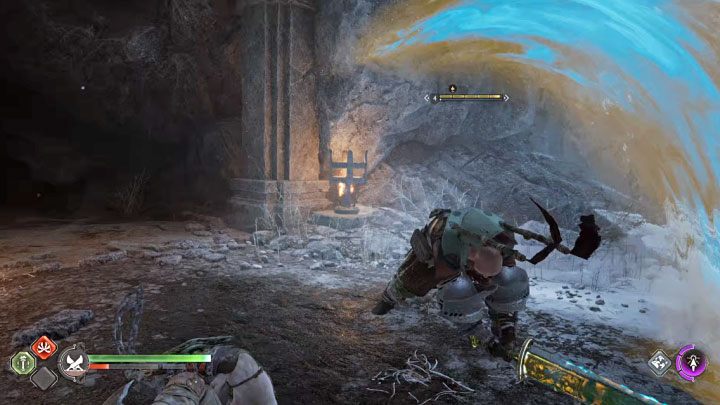 Wędrowiec może też odpalać czerwone ataki - silne uderzenia bronią w ziemię - God of War Ragnarok: Jak pokonać Wędrowca (Traveller)? - God of War Ragnarok - poradnik do gry