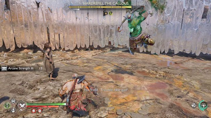 Bardzo niebezpieczny jest żółty atak z obrotu po wybiciu się w powietrze - God of War Ragnarok: Jak pokonać Hardrefilla Bezwzględnego (Hardrefill the Callous)? - God of War Ragnarok - poradnik do gry