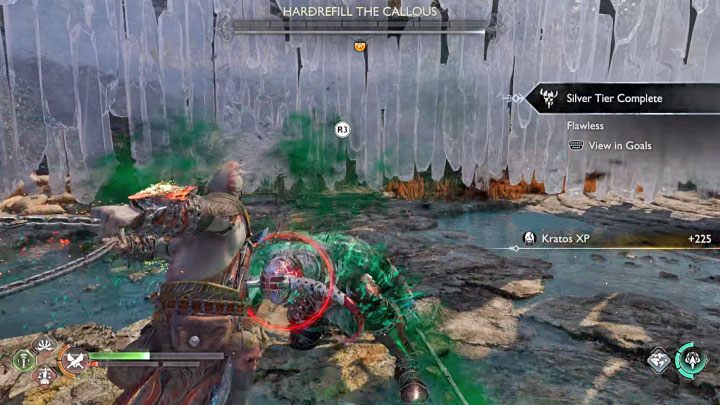 Po wyczerpaniu całego paska energii berserka pojawi się możliwość odpalenia egzekucji - wciśnijcie R3 - God of War Ragnarok: Jak pokonać Hardrefilla Bezwzględnego (Hardrefill the Callous)? - God of War Ragnarok - poradnik do gry