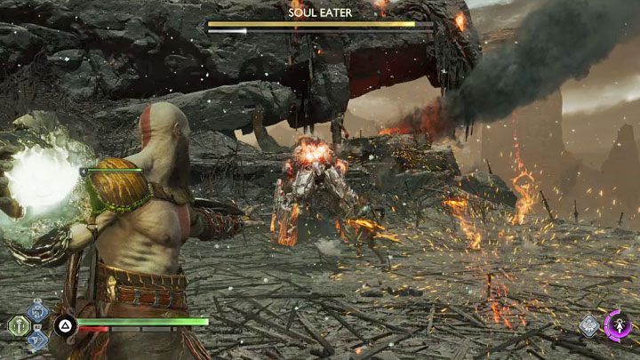Z Pożeracza Dusz mogą wypadać pociski i lądować na ziemi - podnoście je - God of War Ragnarok: Jak pokonać Pożeraczy Dusz (Soul Eaters)? - God of War Ragnarok - poradnik do gry