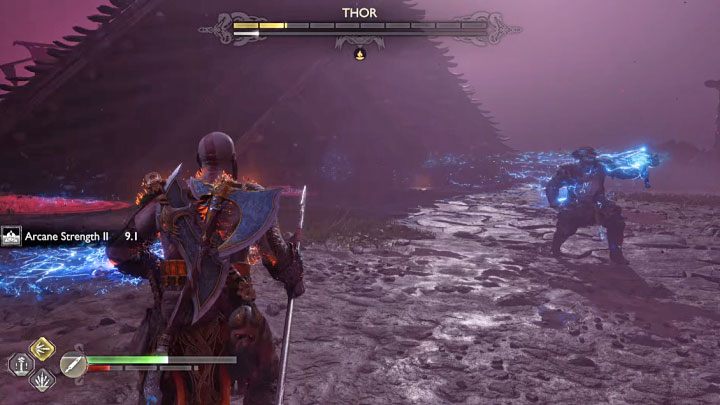 Bądźcie gotowi do unikania twardych lądowań Thora - odskakujcie od czerwonego okręgu, który symbolizuje miejsce lądowania - God of War Ragnarok: Jak pokonać Thora (druga walka w finale)? - God of War Ragnarok - poradnik do gry