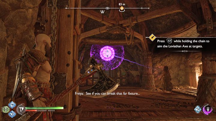 Przy nowej zamkniętej bramie podpalcie oleistą substancję z użyciem Ostrzy Chaosu - God of War Ragnarok: Odmienić los (Forging Destiny) - solucja, opis przejścia - God of War Ragnarok - poradnik do gry