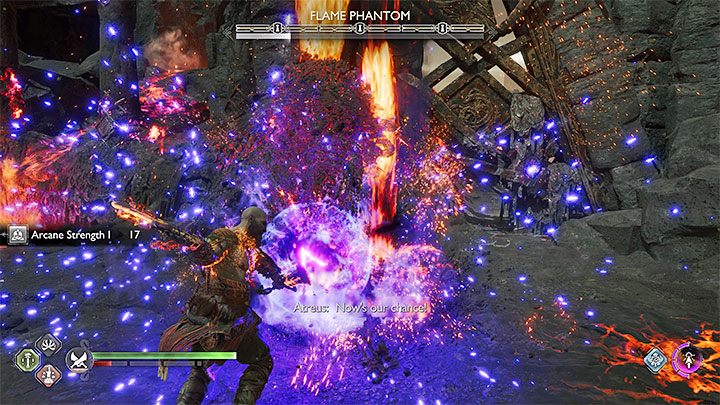 Tak samo jak w przypadku walki z mroźnym Fantomem Waszym dążeniem powinno być atakowanie świecącego się rdzenia bossa - God of War Ragnarok: Jak pokonać Fantoma ognistego (Flame Phantom)? - God of War Ragnarok - poradnik do gry