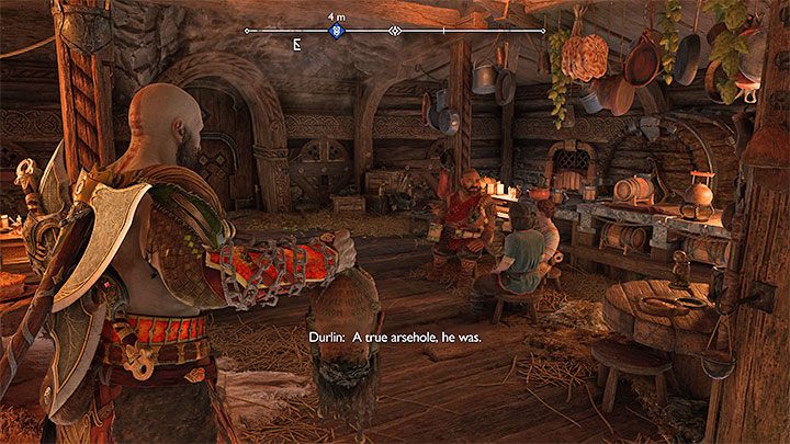 Wysłuchajcie rozmowy z krasnoludami i obejrzyjcie zwłoki leżące na stole - God of War Ragnarok: Ukryte zakończenie (Pogrzeb wikinga) - solucja, opis przejścia - God of War Ragnarok - poradnik do gry