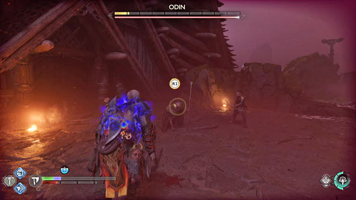 Walczcie do momentu ogłuszenia bossa - pozwoli to Wam wcisnąć R3 po podbiegnięciu do Odyna - God of War Ragnarok: Odyn (Odin) - jak pokonać finałowego bossa? - God of War Ragnarok - poradnik do gry