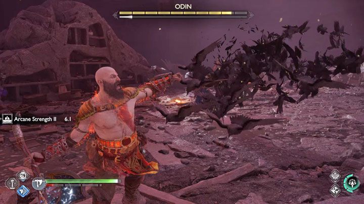 Żółtym atakiem bossa jest nasyłanie kruków - God of War Ragnarok: Odyn (Odin) - jak pokonać finałowego bossa? - God of War Ragnarok - poradnik do gry