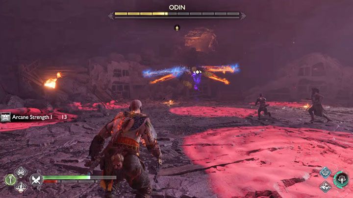 Używajcie tarczy do blokowania ognistych ataków Odyna - przemieszczają się one poziomo - God of War Ragnarok: Odyn (Odin) - jak pokonać finałowego bossa? - God of War Ragnarok - poradnik do gry