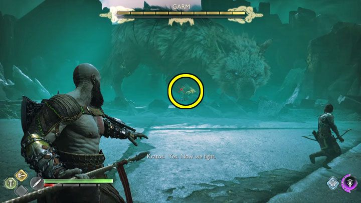 W trakcie właściwego pojedynku z Garmem ponownie polegajcie na włóczni i rzucajcie nią w łańcuchy na górnych kończynach Garma - God of War Ragnarok: Jak pokonać Garma (pościg i druga walka)? - God of War Ragnarok - poradnik do gry