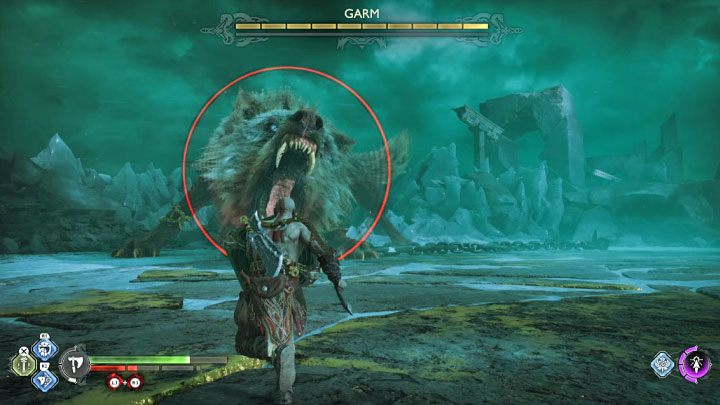 Czerwonym atakiem jest rzucenie się przed siebie i próba ugryzienia Kratosa - God of War Ragnarok: Jak pokonać Garma (pierwsza walka)? - God of War Ragnarok - poradnik do gry
