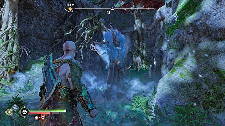 Trafiona roślina zostanie zamrożona i tymczasowo przestanie rozpylać truciznę - God of War Ragnarok: Jak unikać niebieskich trujących oparów w Vanaheim? - God of War Ragnarok - poradnik do gry