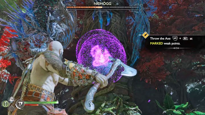 W pewnym momencie walki od Freji dowiecie się żeby celować w tworzone przez nią pieczęcie - God of War Ragnarok: Jak pokonać Nidhogga, węża z Vanaheim? - God of War Ragnarok - poradnik do gry