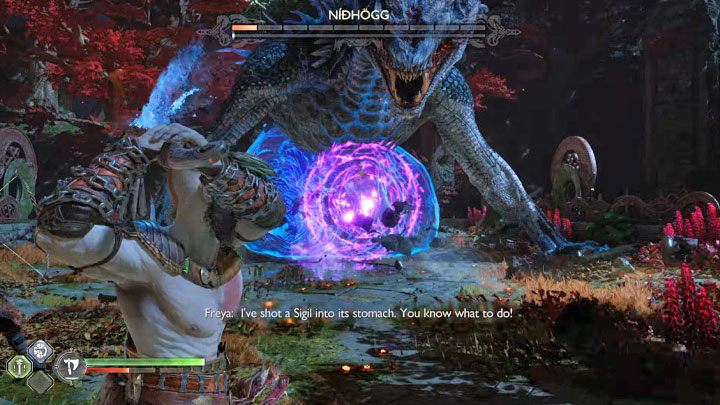 Awansujecie do finałowej części konfrontacji i po scenie z łączonego ataku Kratosa i Freji musicie pozbawić bossa ostatniej części paska zdrowia - God of War Ragnarok: Jak pokonać Nidhogga, węża z Vanaheim? - God of War Ragnarok - poradnik do gry