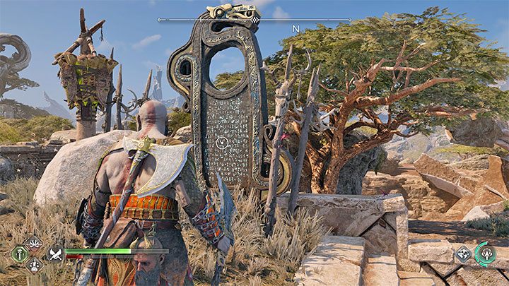 Tablicę z runami możecie znaleźć w ruinach obok sklepu, niebiańskiego ołtarza i mistycznej bramy - God of War Ragnarok: Równiny (The Plains), Vanaheim - sekrety, znajdźki - God of War Ragnarok - poradnik do gry
