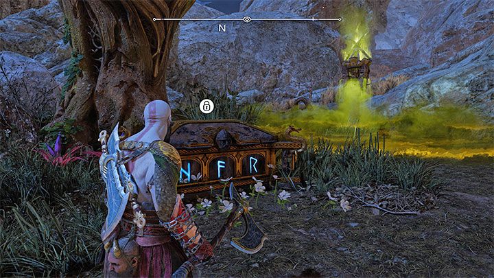 Skrzynia z runami znajduje się w północno-zachodnim obszarze - dla przypomnienia musicie trafić Lewiatanem w roślinę (stojąc na wschód od niej) i dzięki temu podnieść bramę - God of War Ragnarok: Równiny (The Plains), Vanaheim - sekrety, znajdźki - God of War Ragnarok - poradnik do gry