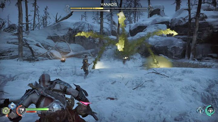 Walkiria zacznie stosować nowy czerwony atak - bombardowanie areny trującymi pociskami - God of War Ragnarok: Jak pokonać Walkirię Vanadis? - God of War Ragnarok - poradnik do gry