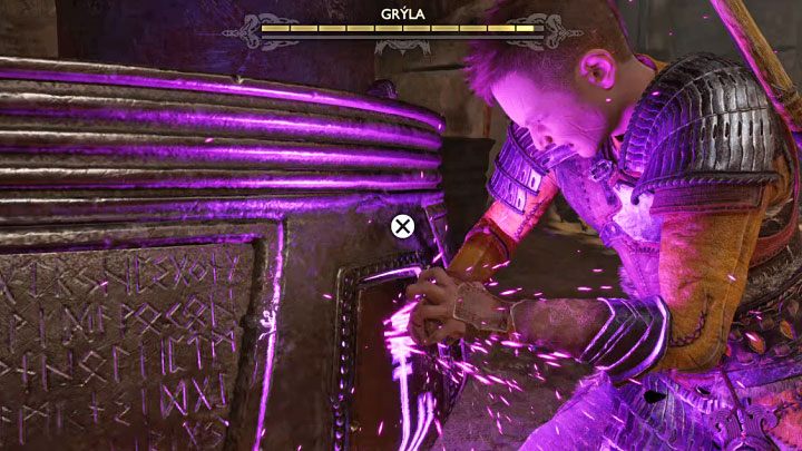 Pasek energii na ekranie dotyczy kotła, a nie Gryli, bo to doprowadzenie do jego zniszczenia stanie się Waszym priorytetem w tej walce (nie pokonanie gigantycznej kobiety) - God of War Ragnarok: Jak pokonać Grylę i jak zniszczyć kocioł? - God of War Ragnarok - poradnik do gry