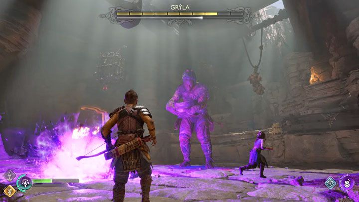 Czerwony atak polega na zbombardowaniu większego obszaru i możecie go traktować jako silniejszą odmianę żółtego - God of War Ragnarok: Jak pokonać Grylę i jak zniszczyć kocioł? - God of War Ragnarok - poradnik do gry