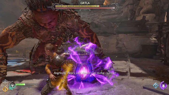 Gryla może upuścić tymczasowo kocioł i koniecznie wykorzystajcie tę okazję żeby wyprowadzić serię bezpośrednich ataków - God of War Ragnarok: Jak pokonać Grylę i jak zniszczyć kocioł? - God of War Ragnarok - poradnik do gry