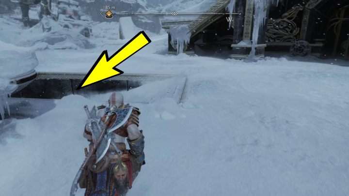 Pod mostem znajdziecie dźwig, który zaprowadzi Was na górę - God of War Ragnarok: Jezioro Dziewięciu (Lake of Nine), Midgard - serkety, znajdźki - God of War Ragnarok - poradnik do gry