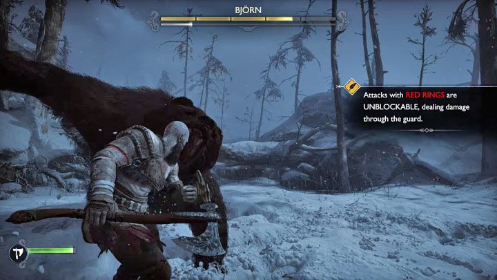 Niedźwiedź może wykonywać kilka ataków w serii i są to zamachnięcia łapami - God of War Ragnarok: Jak pokonać Niedźwiedzia Bjorn? - God of War Ragnarok - poradnik do gry