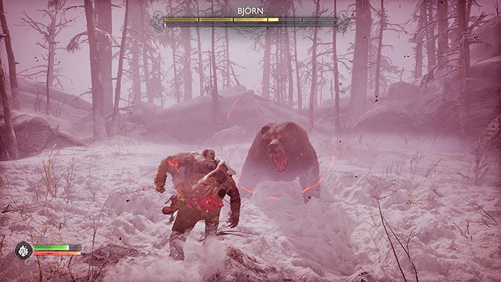 W określonym momencie walki pojawi się możliwość załączenia spartańskiego szału - trzeba jednocześnie wcisnąć obie gałki analogowe - God of War Ragnarok: Jak pokonać Niedźwiedzia Bjorn? - God of War Ragnarok - poradnik do gry