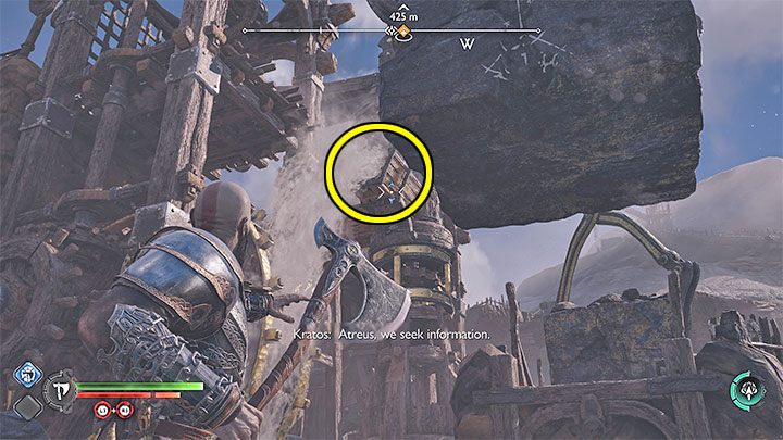 Obróćcie się o 180 stopni i rzućcie Lewiatanem w drewniane koryto z obrazka - God of War Ragnarok: Na ratunek Tyrowi (The Quest for Tyr) - solucja, opis przejścia - God of War Ragnarok - poradnik do gry