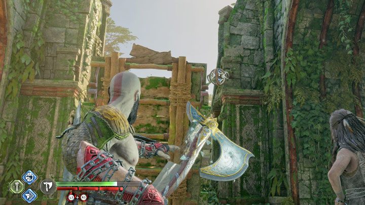 Możecie już opuścić drugi most zwodzony - lewa tarcza zawsze była dostępna (rzut Lewiatanem), a prawa zostało odsłonięta dzięki pozbyciu się pnączy - God of War Ragnarok: Lekarstwo dla zmarłych (Cure for the Dead) - solucja, opis przejścia - God of War Ragnarok - poradnik do gry