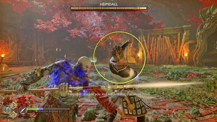 Boss może stosować żółte ataki w walce w zwarciu - parujcie je lub wykonujcie uniki jeżeli słabo sobie radzicie - God of War Ragnarok: Jak pokonać Gulltoppra i Hajmdala (Heimdall)? - God of War Ragnarok - poradnik do gry
