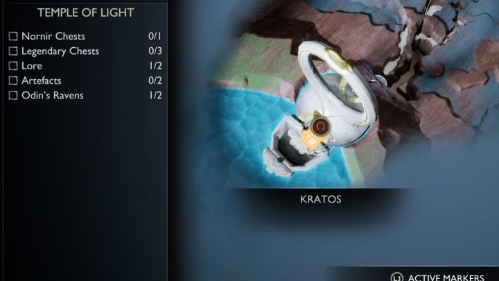 Pierwsza legendarna skrzynia ze Świątyni Światła w Alfheim znajduje się w południowej części budynku - God of War Ragnarok: Świątynia Światła (Temple of Light), Alfheim - sekrety, znajdźki - God of War Ragnarok - poradnik do gry