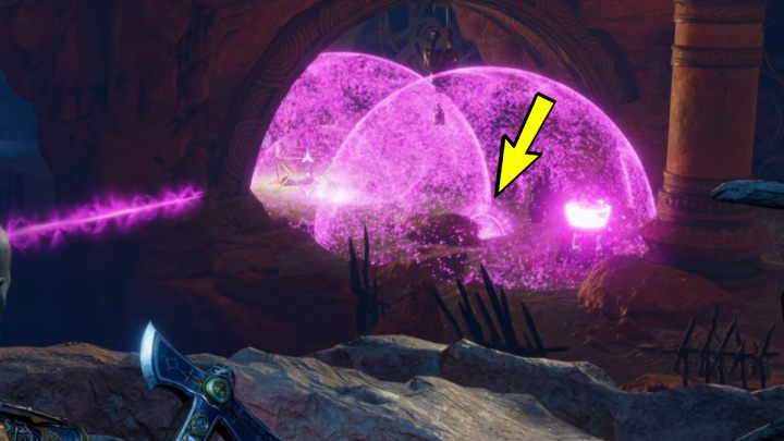 2 pochodnia jest po prawej stronie skrzyni - God of War Ragnarok: Zakazane Piaski (The Forbidden Sands), Alfheim - sekrety, znajdźki - God of War Ragnarok - poradnik do gry