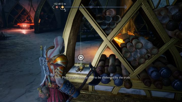 Mapa skarbów leży na wyższym piętrze budynku obok legendarnej skrzyni - God of War Ragnarok: Zakazane Piaski (The Forbidden Sands), Alfheim - sekrety, znajdźki - God of War Ragnarok - poradnik do gry