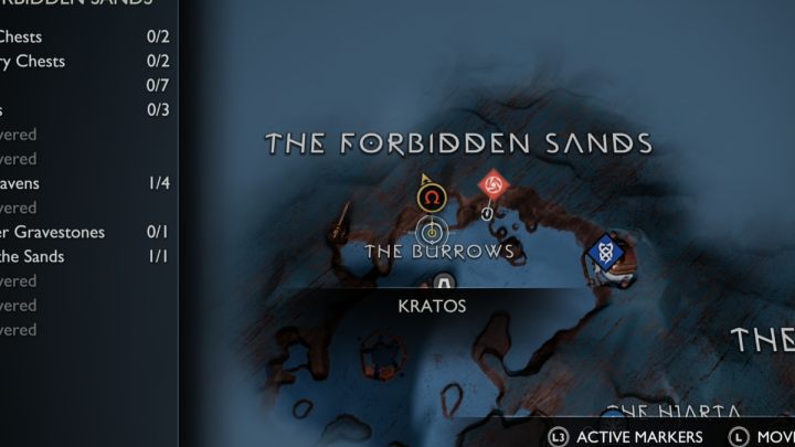 Na terenie Zakazanych Piasków w Alfheim znajdziecie artefakt w północnej części tego regionu - God of War Ragnarok: Zakazane Piaski (The Forbidden Sands), Alfheim - sekrety, znajdźki - God of War Ragnarok - poradnik do gry