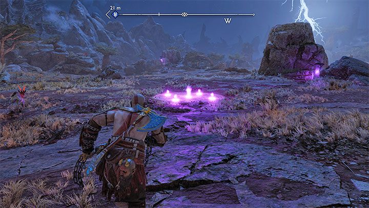 Płyta z ognikami jest w centralnej części obrazu - pokazuje ją obrazek - God of War Ragnarok: Nocny drapieżnik (Nocturnal Predator) - solucja, opis przejścia - God of War Ragnarok - poradnik do gry