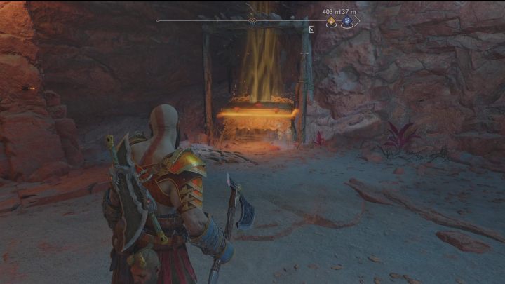 Na skrzynię natkniecie się wykonując przysługę Tajemnica Piasków (Secret of the Sands) - God of War Ragnarok: Wyrwa (The Below), Alfheim - sekrety, znajdźki - God of War Ragnarok - poradnik do gry