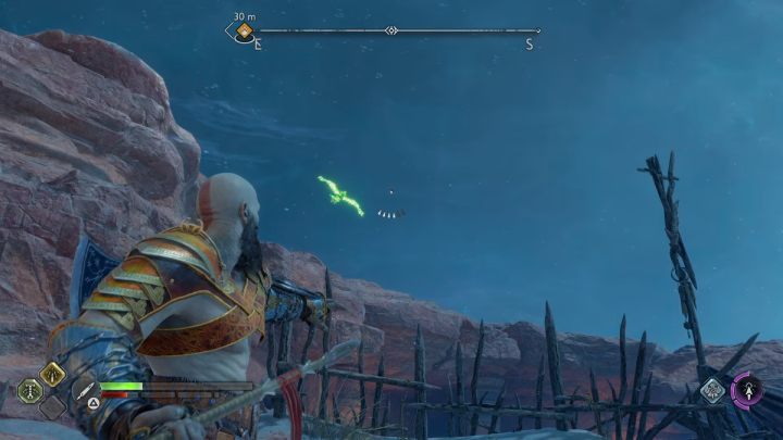 Ptak krąży nad drewnianą barykadą - God of War Ragnarok: Kaniony (The Canyons), Alfheim - sekrety, znajdźki - God of War Ragnarok - poradnik do gry