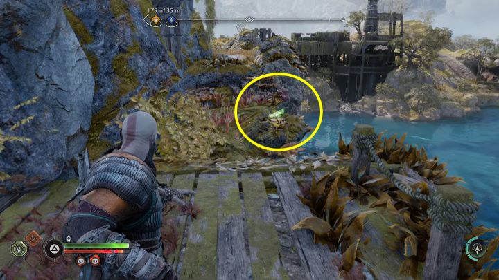 Teren, na którym siedzi kruk będziecie mogli zwiedzić po uwolnieniu drugiej płetwy stworzenia - God of War Ragnarok: Wyspa Lyngbakr (Lyngbakr Island), Svartalfheim - sekrety, znajdźki - God of War Ragnarok - poradnik do gry