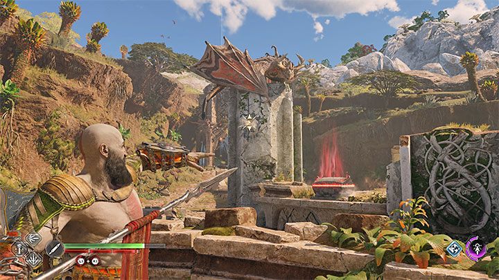 Smoka nie możecie od razu pokonać, ale możecie go przepędzić do legowiska - God of War Ragnarok: Płonące niebiosa (The Burning Skies) - solucja, opis przejścia - God of War Ragnarok - poradnik do gry