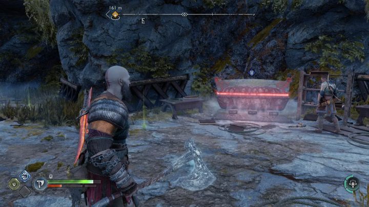 Weźcie klucz ze skrzyni i otwórzcie kratę po prawej stronie - God of War Ragnarok: Ciężar łańcuchów (The Weight of Chains) - solucja, opis przejścia - God of War Ragnarok - poradnik do gry