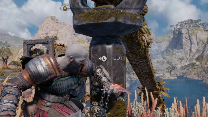 Gdy dotrzecie na górę pokonajcie wszystkich wrogów i przetnijcie metalowy element - God of War Ragnarok: Ciężar łańcuchów (The Weight of Chains) - solucja, opis przejścia - God of War Ragnarok - poradnik do gry