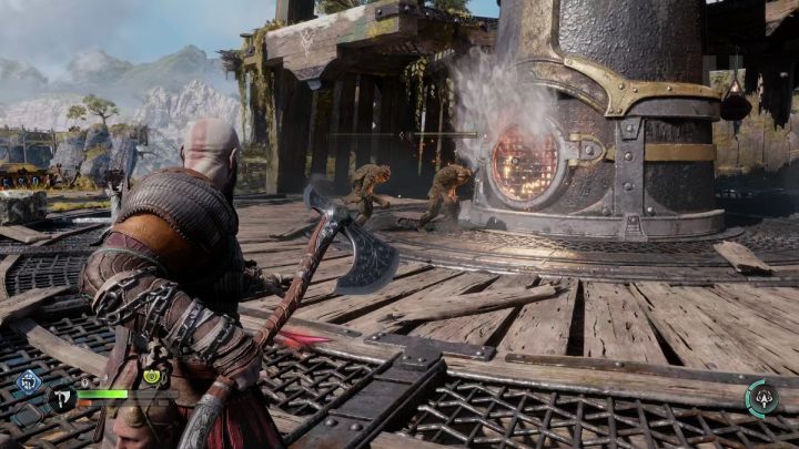 Wspinajcie się po ścianie na górną część lokacji i pokonajcie wszystkie potwory - God of War Ragnarok: W służbie Asgardu (In Service of Asgard) - solucja, opis przejścia - God of War Ragnarok - poradnik do gry